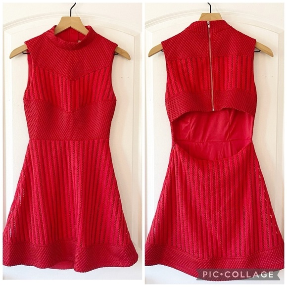ASOS Red Back Cut Out Mini Dress Christmas Party - Picture 1 of 12